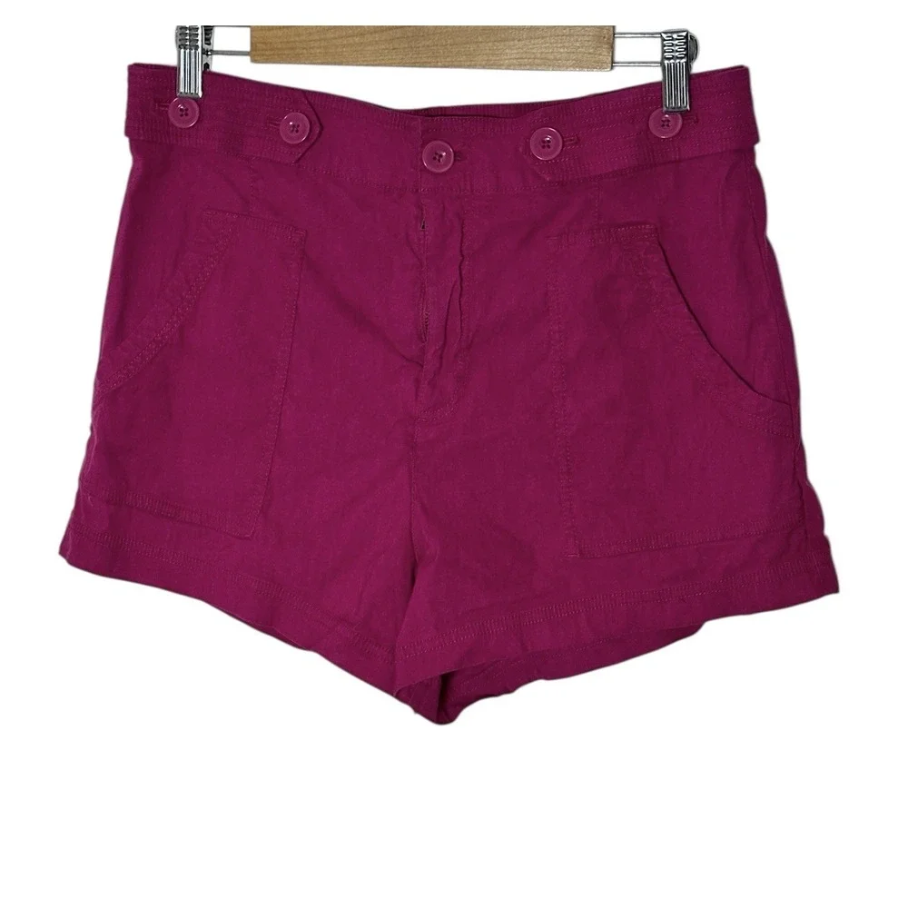 Anthropologie Maeve Colette‎ Sailor Shorts Women's Size 12 Hot Pink Stretch - Picture 2 of 9